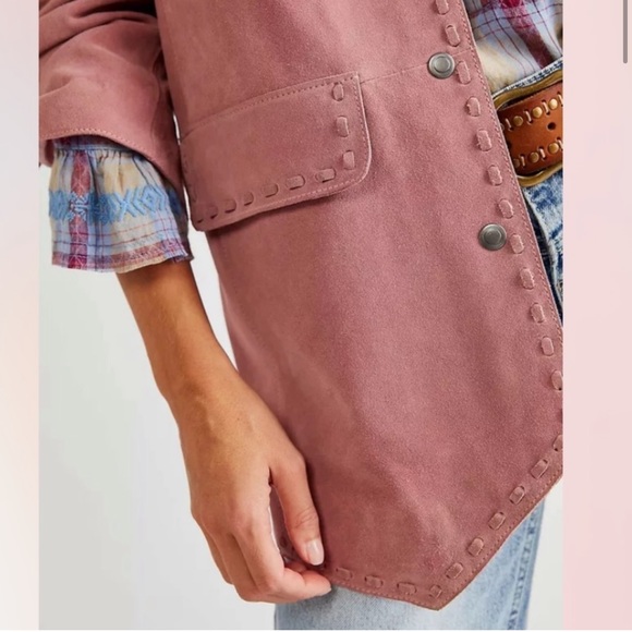 We The Free X Free People High Tide 100% Suede Blazer Pink  $398 Small - Picture 3 of 13